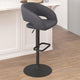 Gray Vinyl/Black Frame |#| Gray Vinyl Adjustable Height Barstool with Rounded Mid-Back and Black Base