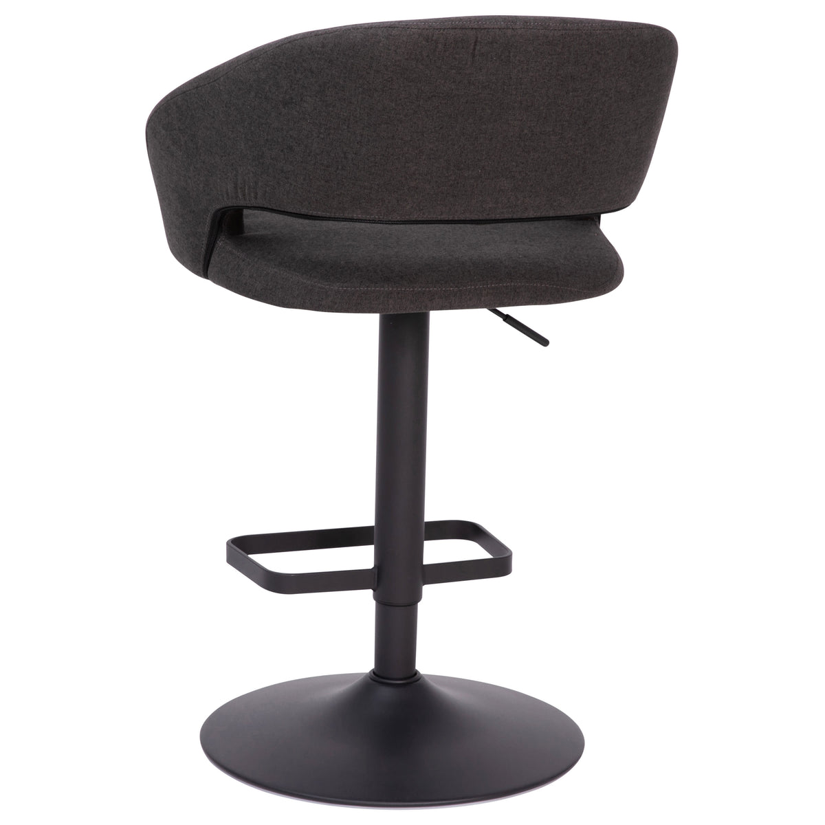 Charcoal Fabric/Black Frame |#| Charcoal Fabric Adjustable Height Barstool with Rounded Mid-Back and Black Base