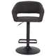Charcoal Fabric/Black Frame |#| Charcoal Fabric Adjustable Height Barstool with Rounded Mid-Back and Black Base