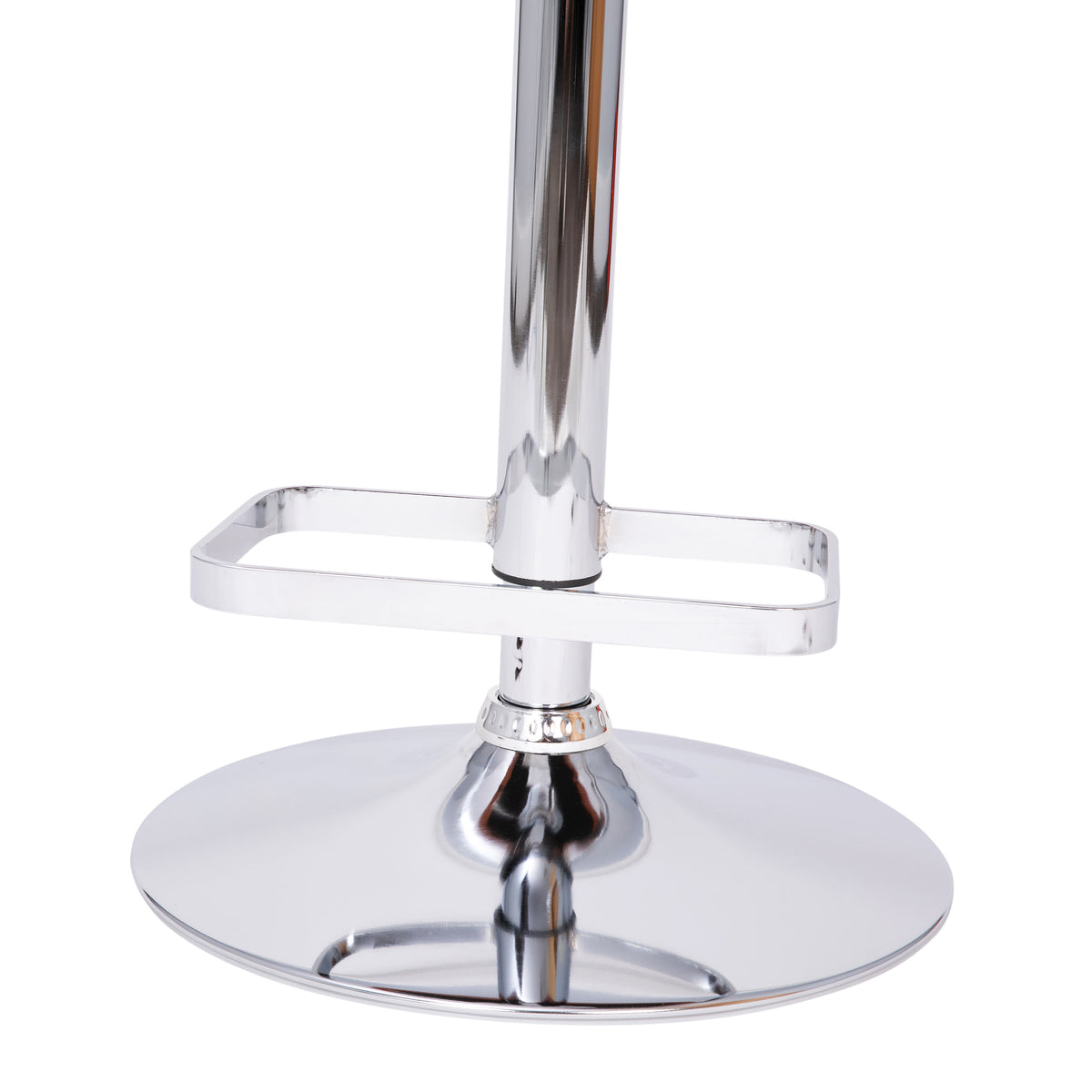 Cognac Vinyl/Chrome Frame |#| Cognac Vinyl Adjustable Height Barstool with Rounded Mid-Back and Chrome Base