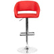 Red Vinyl/Chrome Frame |#| Red Vinyl Adjustable Height Barstool with Rounded Mid-Back and Chrome Base