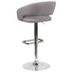 Gray Fabric/Chrome Frame |#| Gray Fabric Adjustable Height Barstool with Rounded Mid-Back and Chrome Base
