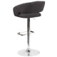 Charcoal Fabric/Chrome Frame |#| Charcoal Fabric Adjustable Height Barstool with Rounded Mid-Back and Chrome Base