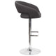 Charcoal Fabric/Chrome Frame |#| Charcoal Fabric Adjustable Height Barstool with Rounded Mid-Back and Chrome Base