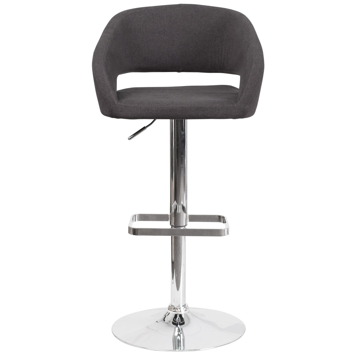 Charcoal Fabric/Chrome Frame |#| Charcoal Fabric Adjustable Height Barstool with Rounded Mid-Back and Chrome Base