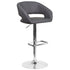 Contemporary Vinyl Adjustable Height Barstool with Rounded Mid-Back