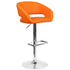 Contemporary Vinyl Adjustable Height Barstool with Rounded Mid-Back