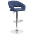 Contemporary Vinyl Adjustable Height Barstool with Rounded Mid-Back