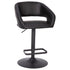 Contemporary Vinyl Adjustable Height Barstool with Rounded Mid-Back