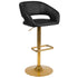 Contemporary Vinyl Adjustable Height Barstool with Rounded Mid-Back