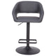 Gray Vinyl/Black Frame |#| Gray Vinyl Adjustable Height Barstool with Rounded Mid-Back and Black Base
