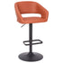 Cognac Vinyl/Black Frame |#| Cognac Vinyl Adjustable Height Barstool with Rounded Mid-Back and Black Base