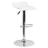 Contemporary Vinyl Adjustable Height Barstool with Solid Wave Seat and Chrome Base