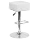 White |#| Contemporary White Vinyl Adjustable Height Barstool w/ Square Seat & Chrome Base