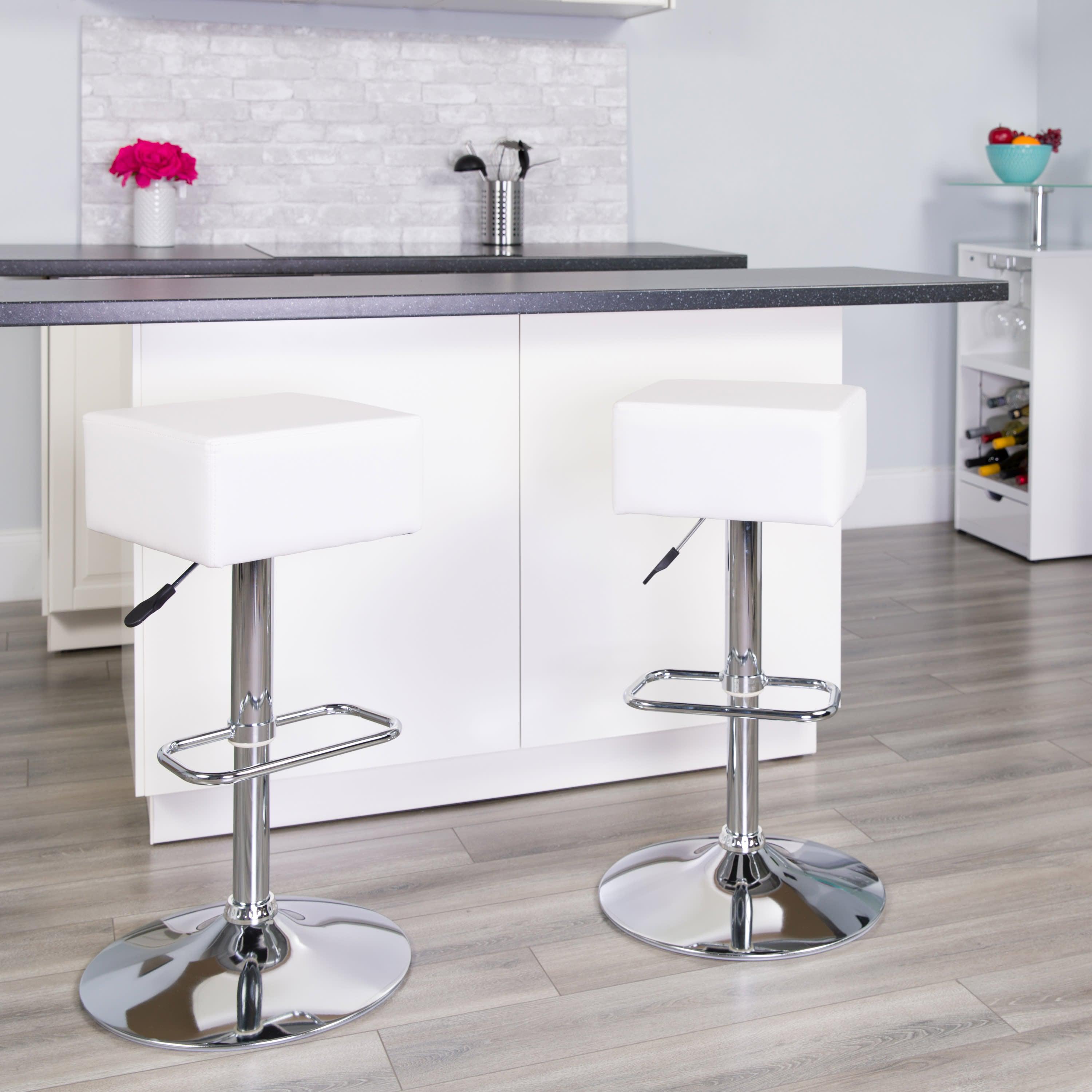 Flash furniture contemporary vinyl adjustable height barstool with online chrome base