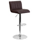 Brown |#| Brown Vinyl Adjustable Barstool with Vertical Stitch Back/Seat & Chrome Base