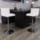 White |#| White Vinyl Adjustable Barstool with Vertical Stitch Back/Seat and Chrome Base