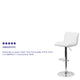 White |#| White Vinyl Adjustable Barstool with Vertical Stitch Back/Seat and Chrome Base