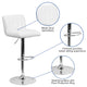 White |#| White Vinyl Adjustable Barstool with Vertical Stitch Back/Seat and Chrome Base