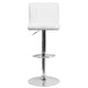 White |#| White Vinyl Adjustable Barstool with Vertical Stitch Back/Seat and Chrome Base