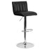 Contemporary Vinyl Adjustable Height Barstool with Vertical Stitch Back/Seat and Chrome Base