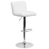 Contemporary Vinyl Adjustable Height Barstool with Vertical Stitch Back/Seat and Chrome Base
