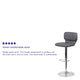 Gray Vinyl |#| Gray Vinyl Adjustable Height Barstool w/ Vertical Stitch Back & Chrome Base