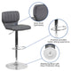 Gray Vinyl |#| Gray Vinyl Adjustable Height Barstool w/ Vertical Stitch Back & Chrome Base
