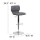 Gray Vinyl |#| Gray Vinyl Adjustable Height Barstool w/ Vertical Stitch Back & Chrome Base