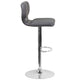 Gray Vinyl |#| Gray Vinyl Adjustable Height Barstool w/ Vertical Stitch Back & Chrome Base