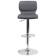 Gray Vinyl |#| Gray Vinyl Adjustable Height Barstool w/ Vertical Stitch Back & Chrome Base
