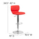 Red Vinyl |#| Red Vinyl Adjustable Height Barstool w/ Vertical Stitch Back & Chrome Base