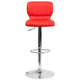 Red Vinyl |#| Red Vinyl Adjustable Height Barstool w/ Vertical Stitch Back & Chrome Base