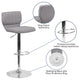 Gray Fabric |#| Gray Fabric Adjustable Height Barstool w/ Vertical Stitch Back & Chrome Base
