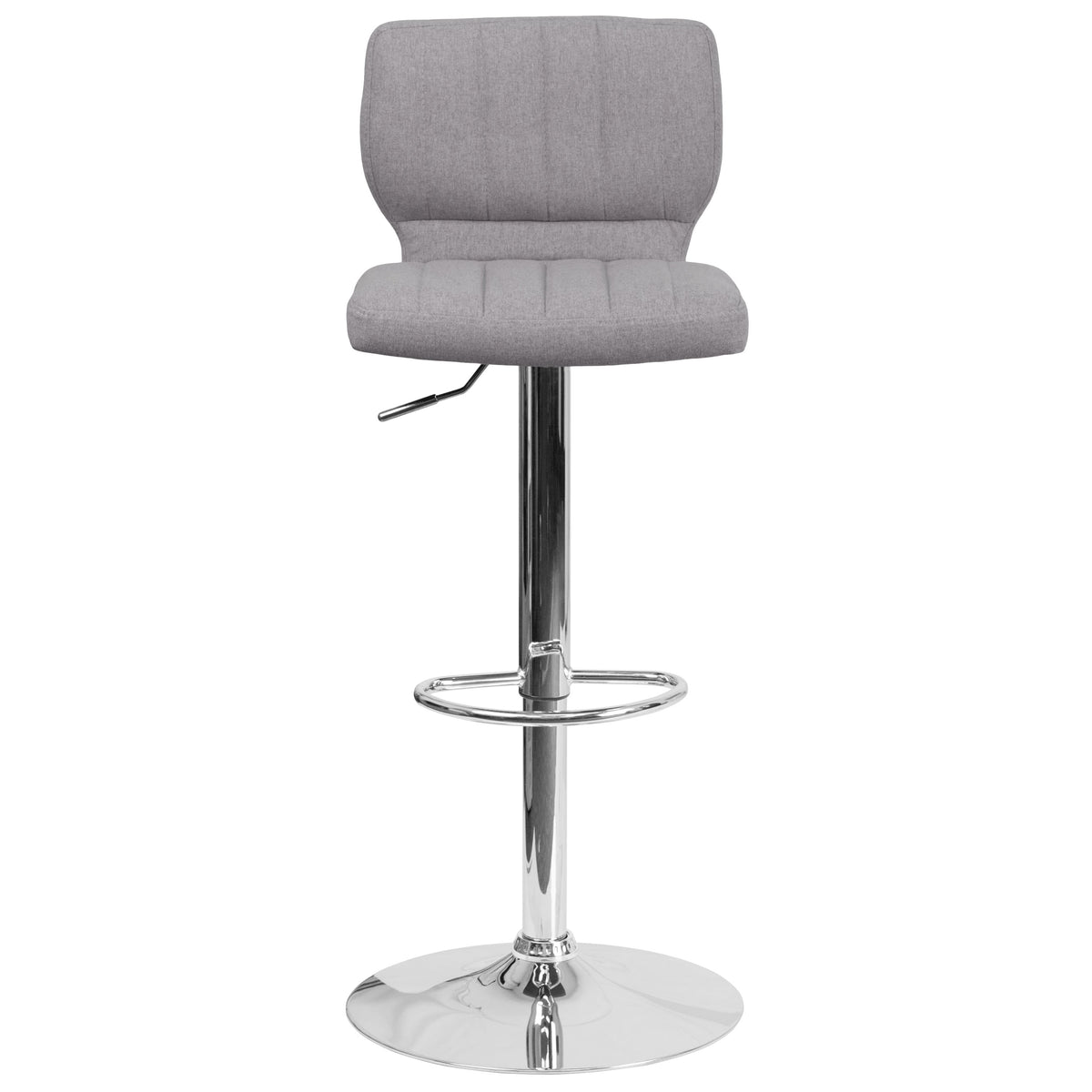 Gray Fabric |#| Gray Fabric Adjustable Height Barstool w/ Vertical Stitch Back & Chrome Base