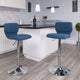 Blue Fabric |#| Blue Fabric Adjustable Height Barstool w/ Vertical Stitch Back & Chrome Base