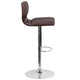 Brown Vinyl |#| Brown Vinyl Adjustable Height Barstool w/ Vertical Stitch Back & Chrome Base