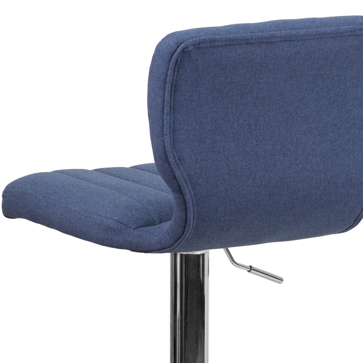 Blue Fabric |#| Blue Fabric Adjustable Height Barstool w/ Vertical Stitch Back & Chrome Base