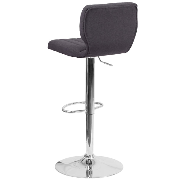 Charcoal Fabric |#| Charcoal Fabric Adjustable Height Barstool w/ Vertical Stitch Back & Chrome Base
