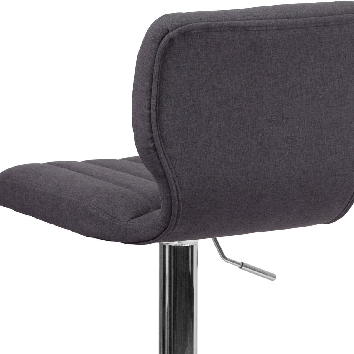 Charcoal Fabric |#| Charcoal Fabric Adjustable Height Barstool w/ Vertical Stitch Back & Chrome Base