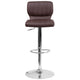 Brown Vinyl |#| Brown Vinyl Adjustable Height Barstool w/ Vertical Stitch Back & Chrome Base