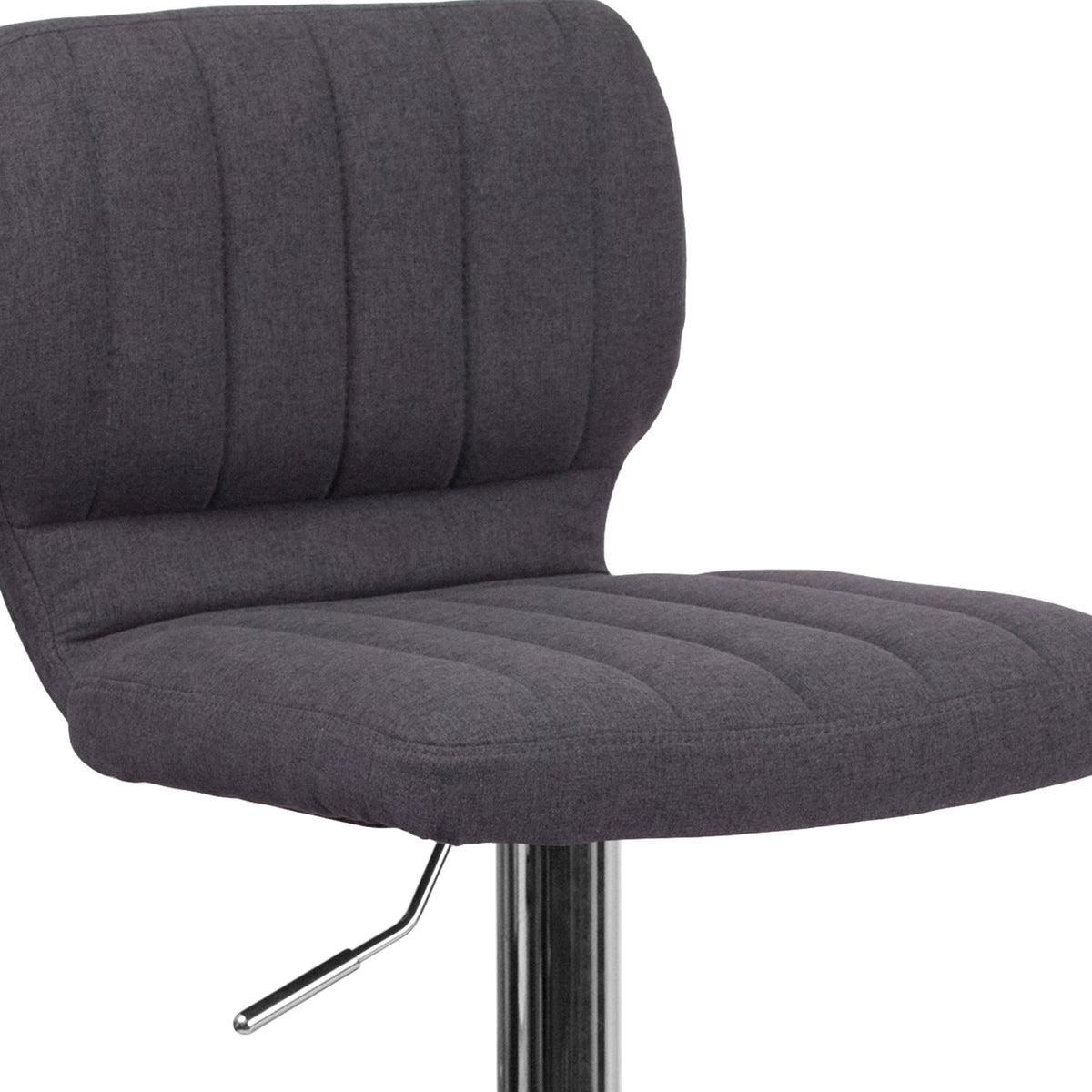 Charcoal Fabric |#| Charcoal Fabric Adjustable Height Barstool w/ Vertical Stitch Back & Chrome Base