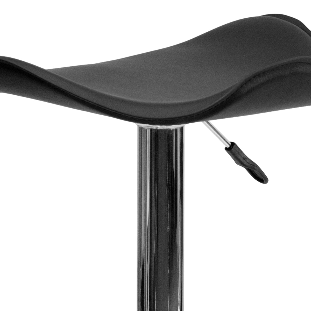 Black |#| Contemporary Black Vinyl Adjustable Height Barstool with Wavy Seat & Chrome Base