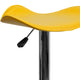 Yellow |#| Contemporary Yellow Vinyl Adjustable Height Barstool w/ Wavy Seat & Chrome Base