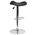 Contemporary Vinyl Adjustable Height Barstool with Wavy Seat and Chrome Base