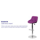 Purple |#| Purple Vinyl Bucket Seat Adjustable Height Barstool with Diamond Pattern Back