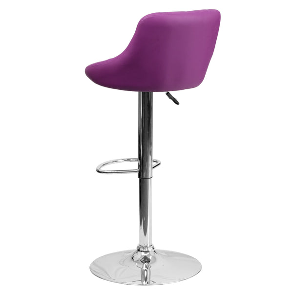 Purple |#| Purple Vinyl Bucket Seat Adjustable Height Barstool with Diamond Pattern Back