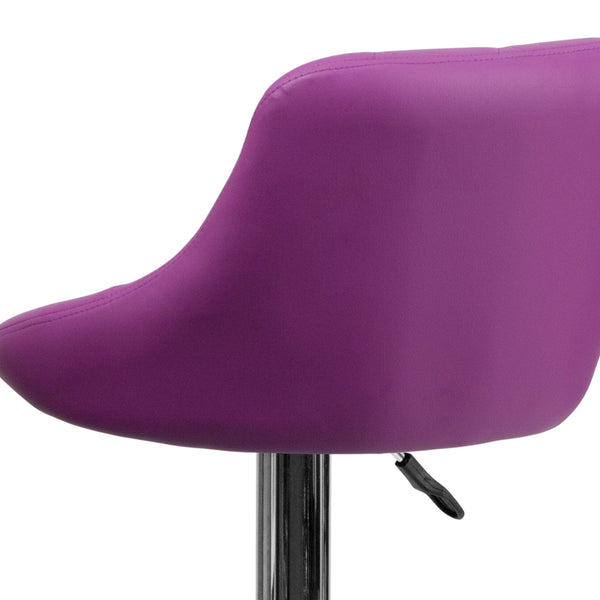 Purple |#| Purple Vinyl Bucket Seat Adjustable Height Barstool with Diamond Pattern Back