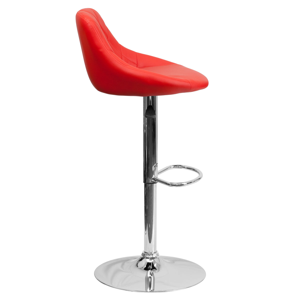 Red |#| Red Vinyl Bucket Seat Adjustable Height Barstool with Diamond Pattern Back