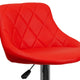 Red |#| Red Vinyl Bucket Seat Adjustable Height Barstool with Diamond Pattern Back